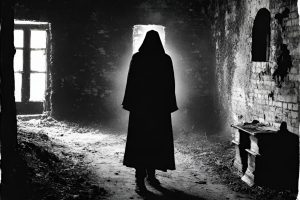 A sorrowful ghost in a basement